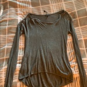 Rhinestone shouldered, long sleeve shirt